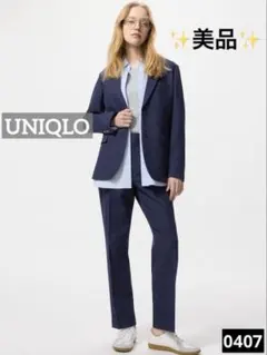 0407 UNIQLO 感動スリムパンツ ネイビー