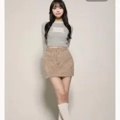ダーリッチ カットジャガードミニスカート(BEG/S)