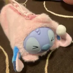 スティッチ クッション型ポーチ ピンク