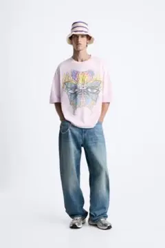 ZARA 蝶と目のグラフィックTシャツ