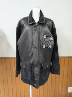 ANGELO GARBASUS レザー風コーデュロイジャケット 黒