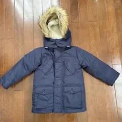プチマイン　ネイビー ファー付きコート 中綿入り