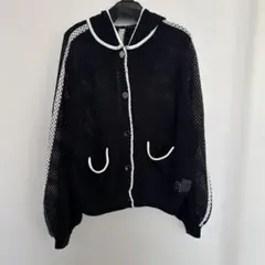 ayane メッシュフード付きジャケット 黒のサムネイル