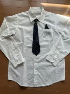 ホワイト長袖シャツ ネクタイ付き 150 ボーイズ　男の子　フォーマルシャツ