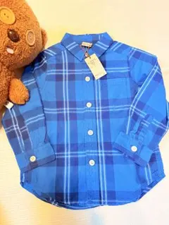 petit main チェック柄長袖シャツ 90cm