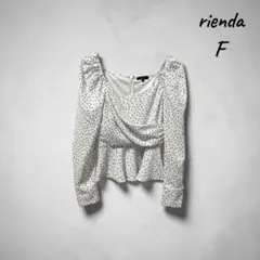 rienda ドット柄 長袖 ペプラム ブラウス Fのサムネイル