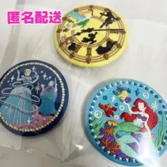 ディズニー刺繍缶バッジ2　リトルマーメイド　シンデレラ　ピーターパン