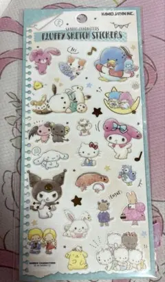 サンリオ フラッフィースケッチステッカー ブルー