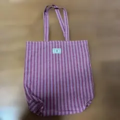 【新品未使用】ストライプトートバッグ 赤と白＋エコバッグおまけつき