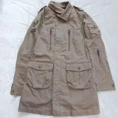 ベージュ ミリタリージャケット 肩章 S スタイルアップ ライナー付　フリース