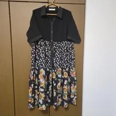 イズスカラー 深海のコンサート柄 ベルト付きデニムシャツワンピース