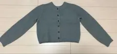 ブルーグレー ボタン付きカーディガン FR