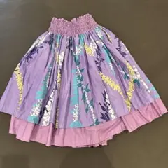 パウスカート フラダンス用 パープル 花柄のサムネイル
