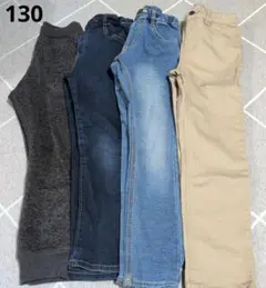 GU ロングパンツ 4本セット 130cm　まとめ売りのサムネイル