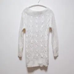 可愛い⭐ ニット セーター ケーブル編み 長袖 チュニック M ワンピース
