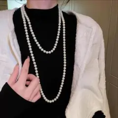 パールネックレス　シンプル結婚式　ロング留め具なし 入学式 入園式　パーティー