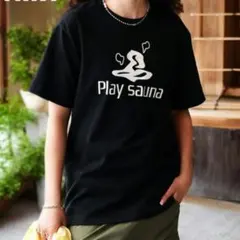 Play Sauna ロゴプリント 半袖Tシャツ ブラックPlus