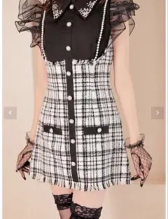 ツイードビジューミニドレス フリル付き