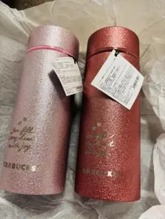 スターバックス バレンタイン2026ステンレスボトルグリッターピンク、レッド２本