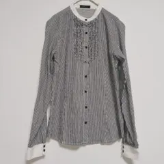 コムサイズム シャツ ブラウス フリル付き長袖シャツ コットン