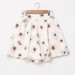 アース 花柄 キュロットパンツ ショート丈 F アイボリー ひまわり バックゴムのサムネイル