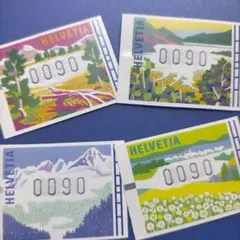 4180　外国切手　スイス　HELVETIA 自動化切手　スイスの四季風景