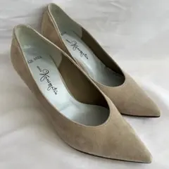 銀座かねまつ ポインテッドトゥ スエード ハイヒール 22㎝