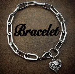 シルバー チェーンブレスレット♡ハート チャームブレスレット バッグチャーム
