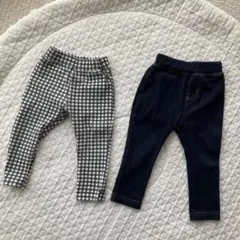 チェック柄・デニムボトムスセット②