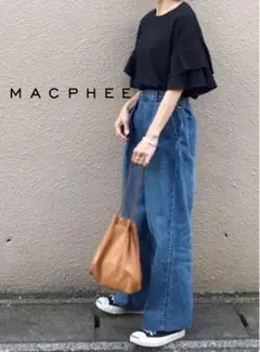 MACPHEE トゥモローランド タック ワイドデニムパンツ 34 マカフィーのサムネイル