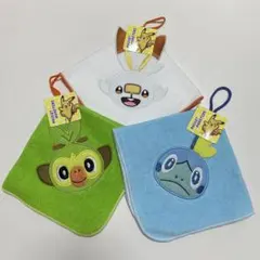 【最終価格】はみ出しアップリケ付　ポケモン　ループ付きタオル　3枚セット