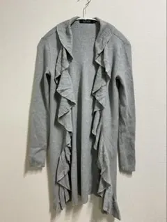LAUREN LALPHLAUREN ロングフリルカーディガン グレー S