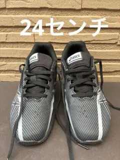asics 黒 スニーカー　レーザービーム　24センチ　アシックス