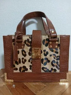 極美品 トリーバーチ サッチェル ハラコ レオパード 2way トートバッグ