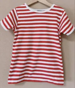 マリメッコ　赤と白のストライプ Tシャツ　128
