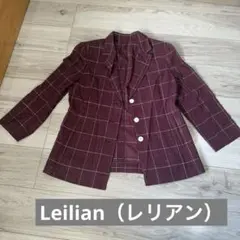 Lelian レリアン チェック柄 五分袖 テーラードジャケット 13＋SIZE 