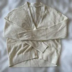 UNIQLO アイボリー リブ編みカーディガン M