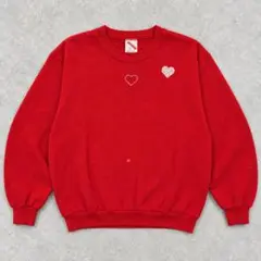 JERZEES USA製 80s ハート刺繍 スウェット L レッド 古着