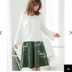 fifth 刺繍 花 フレアスカート