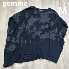 gommeゴム スクランプ切替ビッグTシャツ アシンメトリー 黒Mオーバーサイズのサムネイル