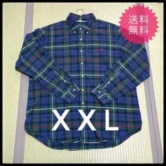 美品 ポロラルフローレン ネルシャツ チェックシャツ ポニー グリーン XXL