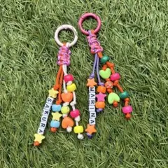 【オーダー品】ネームストラップ　パラコード　ビーズ　キーホルダー