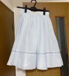 【ロディスポット】膝丈フレアスカート　水色　リボン　大人可愛い　フェミニン　春夏のサムネイル