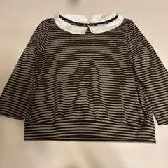 Anatelier 長袖カットソー ボーダー 襟付き 38