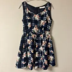 CECIL McBEE 花柄 チェック ミニワンピース