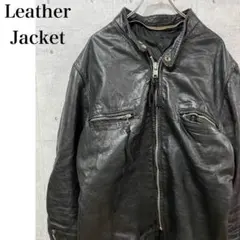 60sヴィンテージ　レザー　シングルライダース　黒SWIFT ジップ