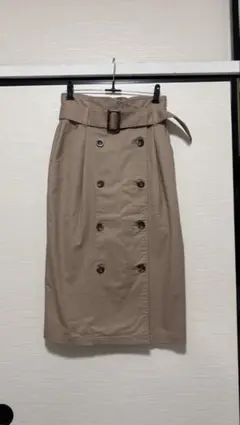 GLACIER トレンチ風 ロングスカート ベルト付き ベージュ Mサイズのサムネイル