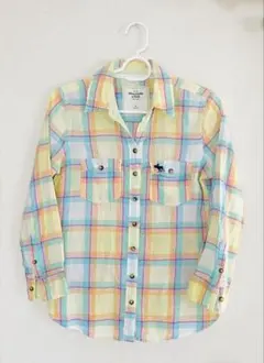 Abercrombie & Fitch チェック柄　七分袖シャツ XS 150