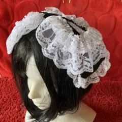 【ブラック×ホワイト】リボンカチューシャ【手作り】