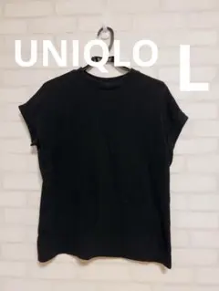 【UNIQLO U】Tシャツ 半袖 ナチュラル レディース L 黒　ブラック
